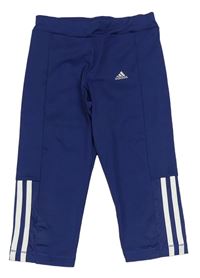 Tmavomodré capri funkční sportovní legíny Adidas