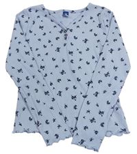 Světlešedofialové rebrované crop tričko s kvietkami OLD NAVY