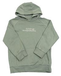 Khaki mikina s nápismi a vreckom a kapucňou Matalan