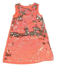 Neónově korálové šaty s překlápěcími flitre H&M