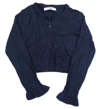 Tmavomodrý prepínaci crop sveter s volánikmi M&S