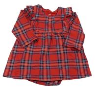 Červeno-tmavomodro-bílo-žluté kostkované šaty se všitým body H&M