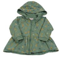 Khaki prepínaci mikina s vážkami a lístečky a kapucňou so cute