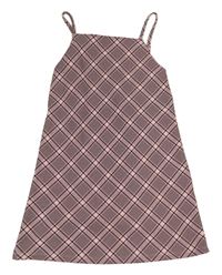 Ružovo-čierno-biele kárované šaty PRIMARK