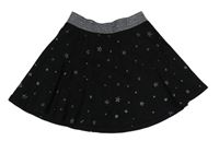 Čierna kolová sukňa s hviezdičkami a sivo-strieborným pasom GAP