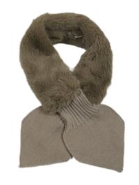 Šedohnědá kožešinovo/pletená šála