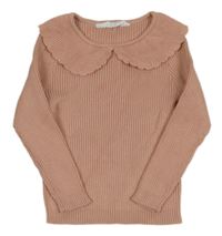 Pudrový rebrovaný úpletový sveter s golierikom PRIMARK