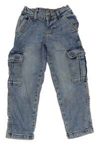 Modré šisované cargo slim teplákové rifle Denim Co.