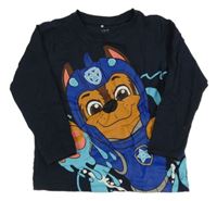 Tmavomodré triko s PAW PATROL - Chase name it.