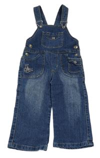 Tmavomodré riflové laclové kalhoty s motýlkem 