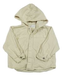 Smotanová rifľová košeľová bunda s kapucňou ZARA