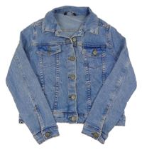 Modrá tepláková rifľová bunda s golierikom PEP&CO