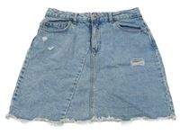 Modrá šisovaná rifľová sukňa s vyšúchaním Denim Co.