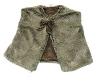 Sivo-smotanová kožušinová podšitá vesta s mašlou miniclub