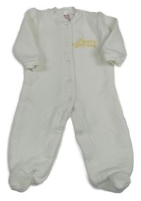 Smotanová prešívaná tepláková vyteplená kombinéza s nápismi Soft Touch