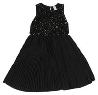 Černé plisovano/tylové šaty s flitry C&A