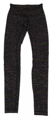 Čierno-purpurovo-svetlozelené melírované športové legíny