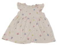 Svetloružové šaty s kvietkami a volánikmi H&M