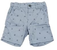 Světlemodré chino plátěné kraťasy s kotvami H&M