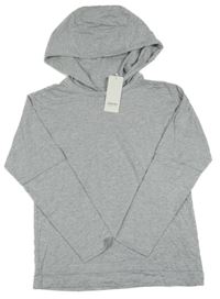 Nové - šedé melírované triko s kapucí zalando