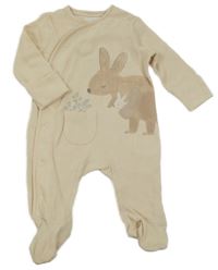 Smetanová žebrovaná tepláková kombinéza s klokánkem a kapsou Mothercare