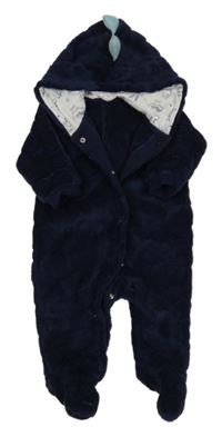 Tmavomodrá plyšová kombinéza s kapucňou s ostny Matalan
