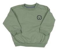 Khaki oversize mikina so smajlíkom Nutmeg
