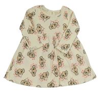 Krémové rebrované bavlnené šaty s Lvím kráľom Primark
