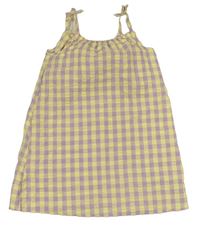 Lila-žlté kockované krepové šaty Nutmeg