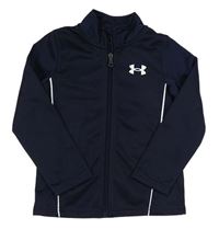 Tmavomodrá sportovní propínací funkční mikina s logem Under Armour