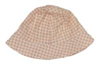 Růžovo-smetanový kostkovaný klobouk H&M