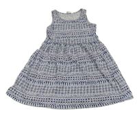 Bielo-modré vzorované bavlnené šaty H&M