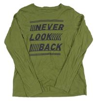 Khaki triko s nápisem Primark