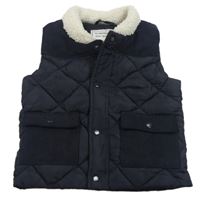 Tmavomodrá prešívaná šušťáková zateplená vesta Matalan