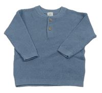Modrý rebrovaný sveter s gombíkmi H&M