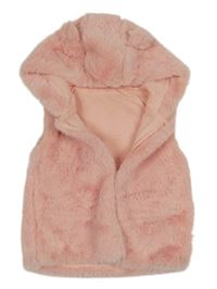 Ružová kožušinová podšitá vesta s kapucňou Dunnes