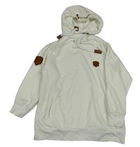 Smotanová mikina s nášivkami a kapucňou