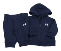 2set - Tmavomodrá propínací mikina s logem a kapucí + tepláky Under Armour