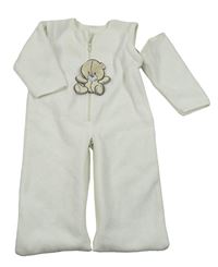 Bílý fleecový fusak/spací pytel s medvědem