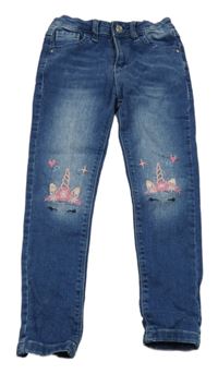 Modré skinny rifle s jednorožci Denim Co.