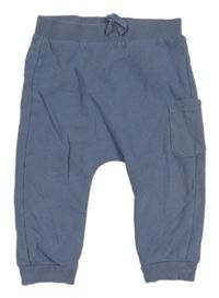 Modrošedé tepláky s vreckom Tu