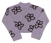 Lila crop sveter s kvetmi H&M