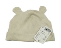 Nové - Béžová žebrovaná bavlněná čepice s oušky H&M