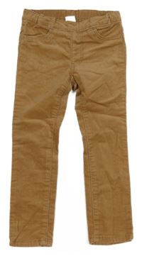 Hnedé menšestrové elastické nohavice H&M