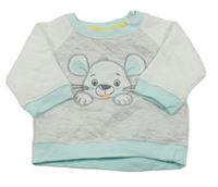 Svetlošedá -biela prešívaná mikina s myškou Ergee