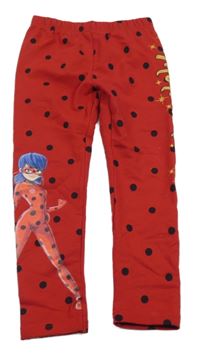 Červené puntíkaté zateplené legíny s Kouzelnou Beruškou