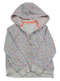 Bielo-ružovo-modrá kvetovaná prepínaci mikina s kapucňou M&S