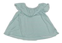 Bílo-tyrkysové tričko s volánem Matalan