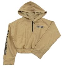 Hnedá crop mikina s nápisom a kapucňou New Look