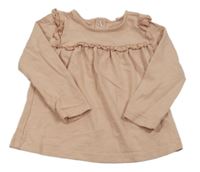 Starorůžové triko s volánky s madeirou Tu